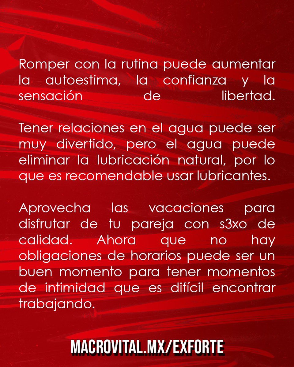 Más vacaciones, más pasión 🔥✈️
Estas vacaciones, lleva contigo la confianza que necesitas. Exforte es tu secreto para mantener la energía, vitalidad y deseo encendidos sin importar dónde estés.

🔍 Consíguelo en: macrovital.mx/exforte/
#ExforteVacaciones #EnergíaQueSeduce