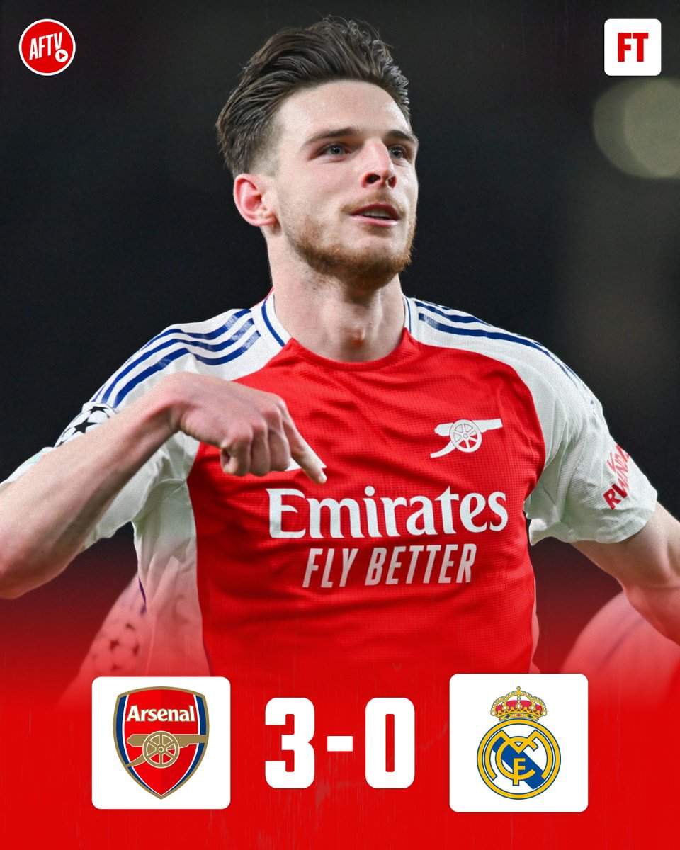 AFTVMedia's tweet photo. ARSENAL DESTROY REAL MADRID IN THE CHAMPIONS LEAGUE https://t.co/pSL3F3Zeja