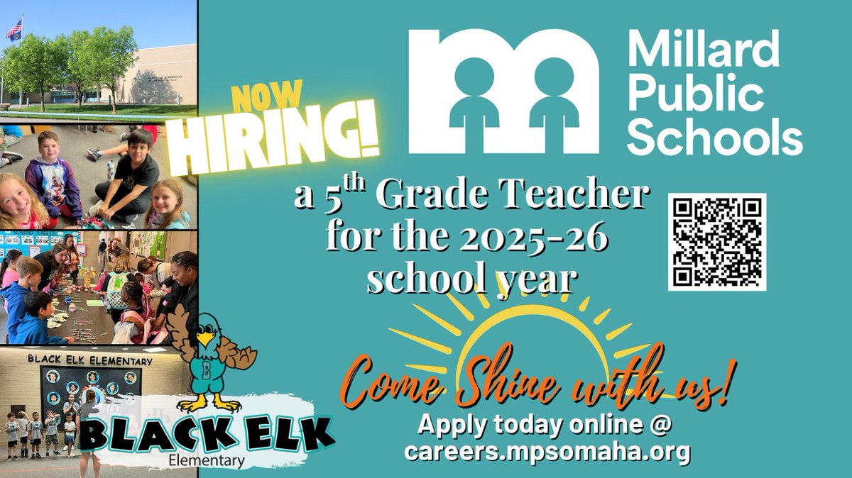 MPS Human Resources (@mpshr) on Twitter photo We are hiring a 5th-grade teacher who is ready to make a meaningful impact on students' academic and social growth. If you're ready to inspire, lead, and grow with an incredible team, apply today. #SHINEwithMPS @BlackElkElementarySchool <a href="/BlackElkEagles/">Black Elk Elementary</a> 🦅 We are hiring a 5th-grade teacher who is ready to make a meaningful impact on students' academic and social growth. If you're ready to inspire, lead, and grow with an incredible team, apply today. #SHINEwithMPS @BlackElkElementarySchool <a href="/BlackElkEagles/">Black Elk Elementary</a> 🦅