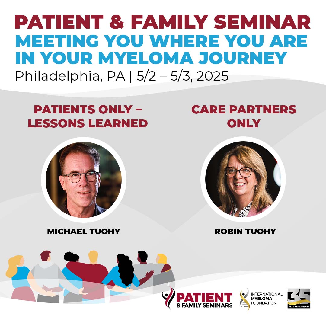 The #IMF is tailoring education to meet patients where they are at.  #NDMM or #RRMM, Patient or Care Partner -  there is a session for you at the Philly PFS. #Myeloma #MMSM <a href="/IMFmyeloma/">International Myeloma Foundation</a> <a href="/jmikhaelmd/">Joseph Mikhael</a> <a href="/Sylviads4/">Sylviads</a> <a href="/IMFsupport/">Robin Tuohy</a>