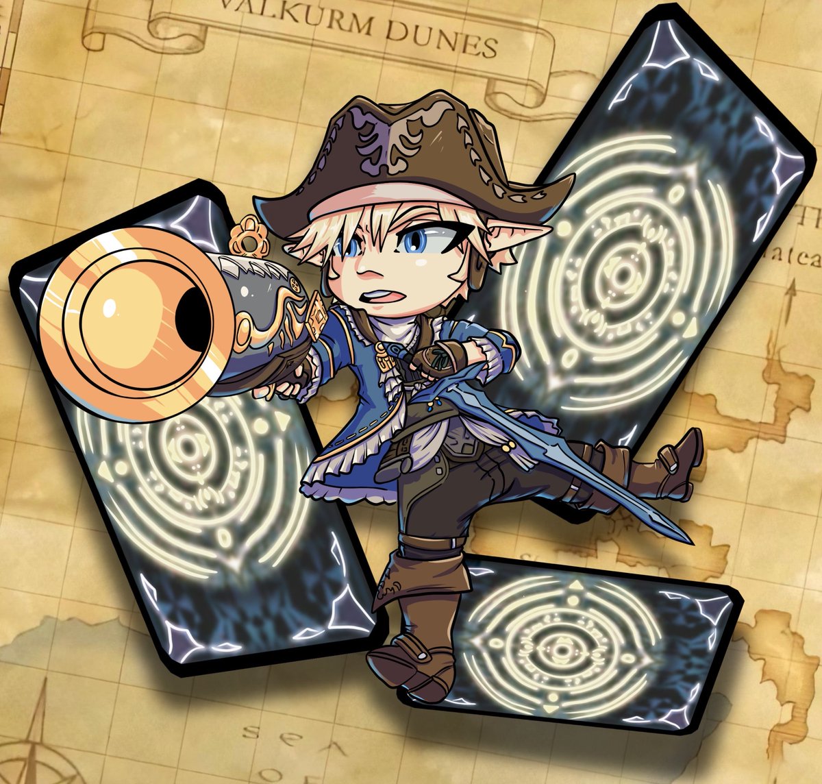 Tralius1161's tweet photo. A fun request for @DathusTomar of his FFXI character! Thanks for letting draw your dude!

#ffxi #chibiart  #fanart #ffxifanart https://t.co/g3VuYhiRbO