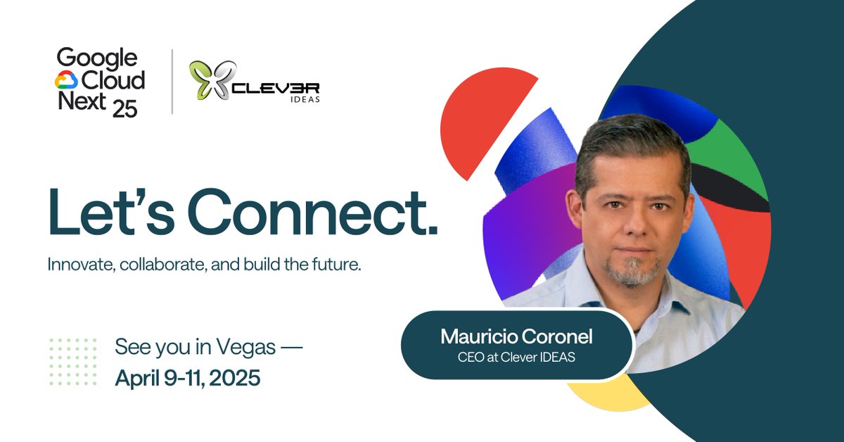 CleverIdeas3's tweet photo. 🚀 We’re heading to #GoogleCloudNext25
Clever IDEAS will be present at one of the most essential innovation and technology events, with our CEO, Mauricio Coronel.

Attending the event? Find us in the app directory and let’s connect!
 #CloudInnovation #TechLeadership #FutureOfCX https://t.co/Ff9c21r7UZ