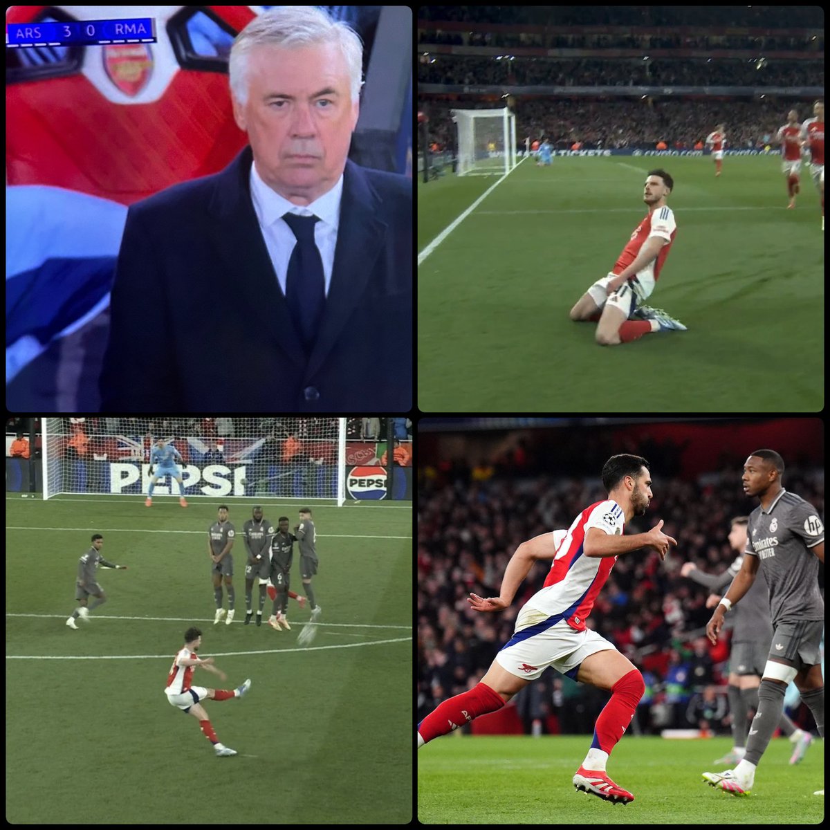 Arsenalnewschan's tweet photo. A HISTORIC NIGHT IN NORTH LONDON! #Arsenal have treated us to an absolute footballing feast this evening at the Emirates 🤩

That was one of the best performances we have put in for a seriously long time as we absolutely annihilated Real Madrid with a fantastic second half display. ✅

Defensively the boys did very well to hold out whilst things were at 0-0 and then what can we say about Declan Rice? Two free kicks full of absolute world class 🌍

And Mikel Merino 🇪🇸 finishing the game off just being the absolute cherry on the cake 🍒

Tonight will go down as one of the best nights in Arsenal’s history, and I am happy that you were all there to witness it 🤝

#COYG ❤️