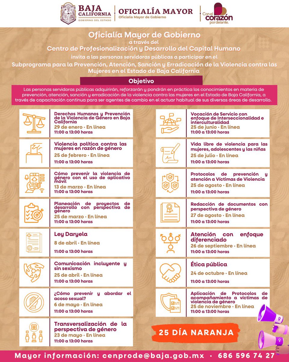 OM a través del #CENPRODE, te invita a participar en el Subprograma para la Prevención, Atención, Sanción y Erradicación de la Violencia contra las Mujeres.