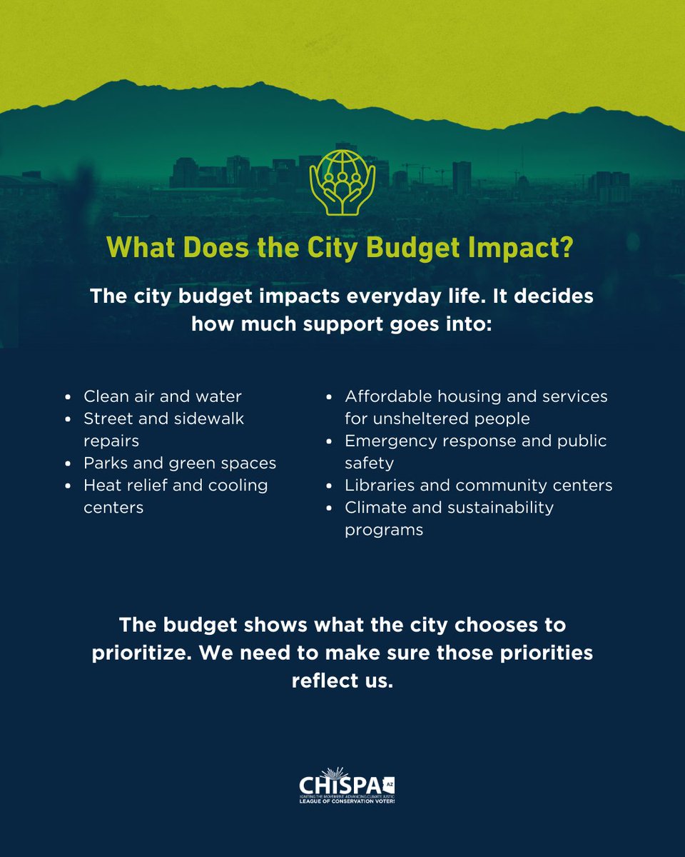ChispaAZ's tweet photo. 📣 The #CityOfPhx is deciding how to spend public $$$—we need to make sure trees, cool corridors, water stations and the Active Transportation Plan are prioritized in underserved communities. Join us at budget hearings to speak up! Register @ https://t.co/RrhnAy4LfT https://t.co/N5hOFZt0rT