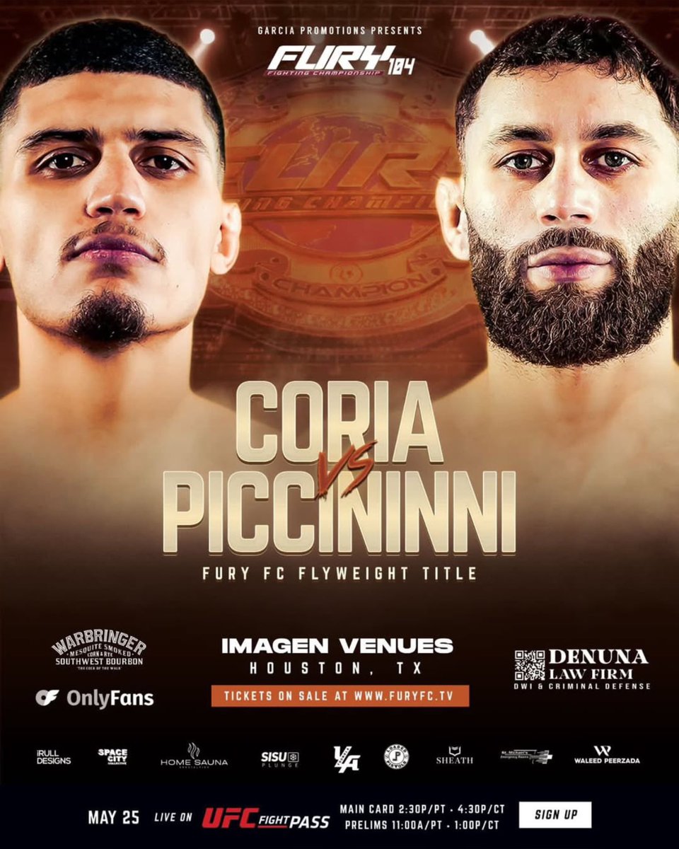 Nick Piccininni (7-1) will fight Alden Coria (10-3) on May 25th at Fury FC 104 for the Flyweight Title! 

<a href="/NickyPich96/">Nick Piccininni 🗽</a>