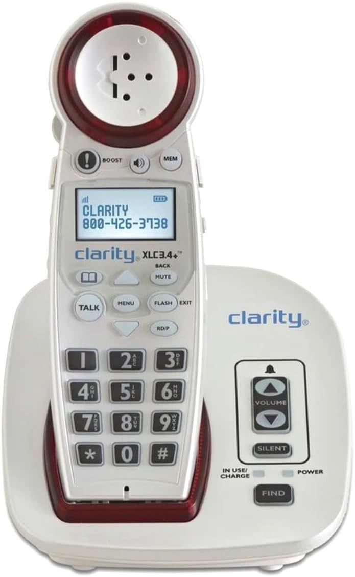 The Clarity XLC3.4+ DECT 6.0 landline amplified cordless phone has an extra-loud ringer, big buttons, caller ID and a dual-power battery. Perfect for seniors, this phone has four distinct tone settings, enhancing sound clarity and ensuring an improved listening experience.