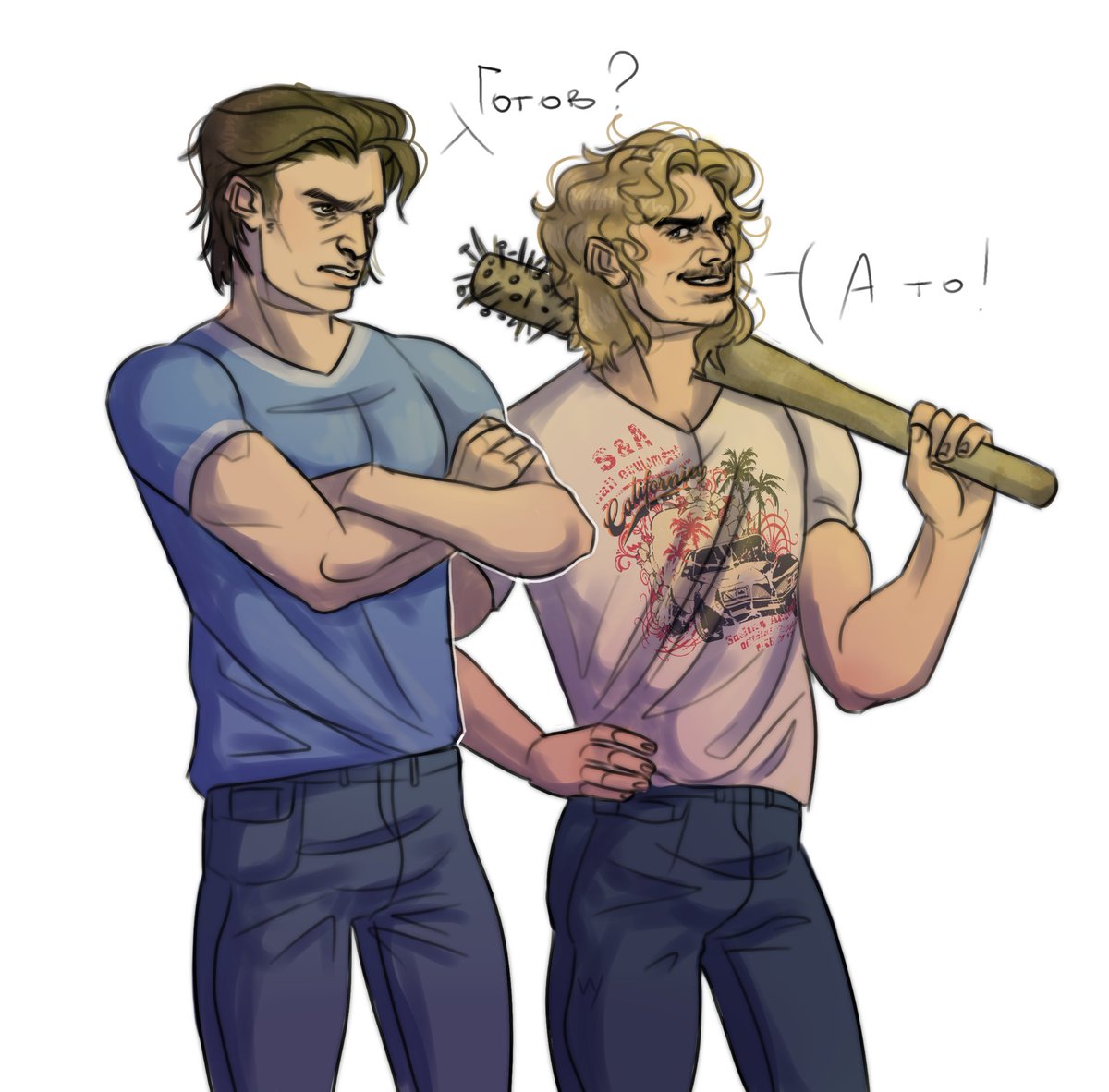 evik_on's tweet photo. — Ready?
— Of course!

#BillyHargrove #SteveHarrington #Harringrove #StrangerThings https://t.co/RCSSnzrSDI