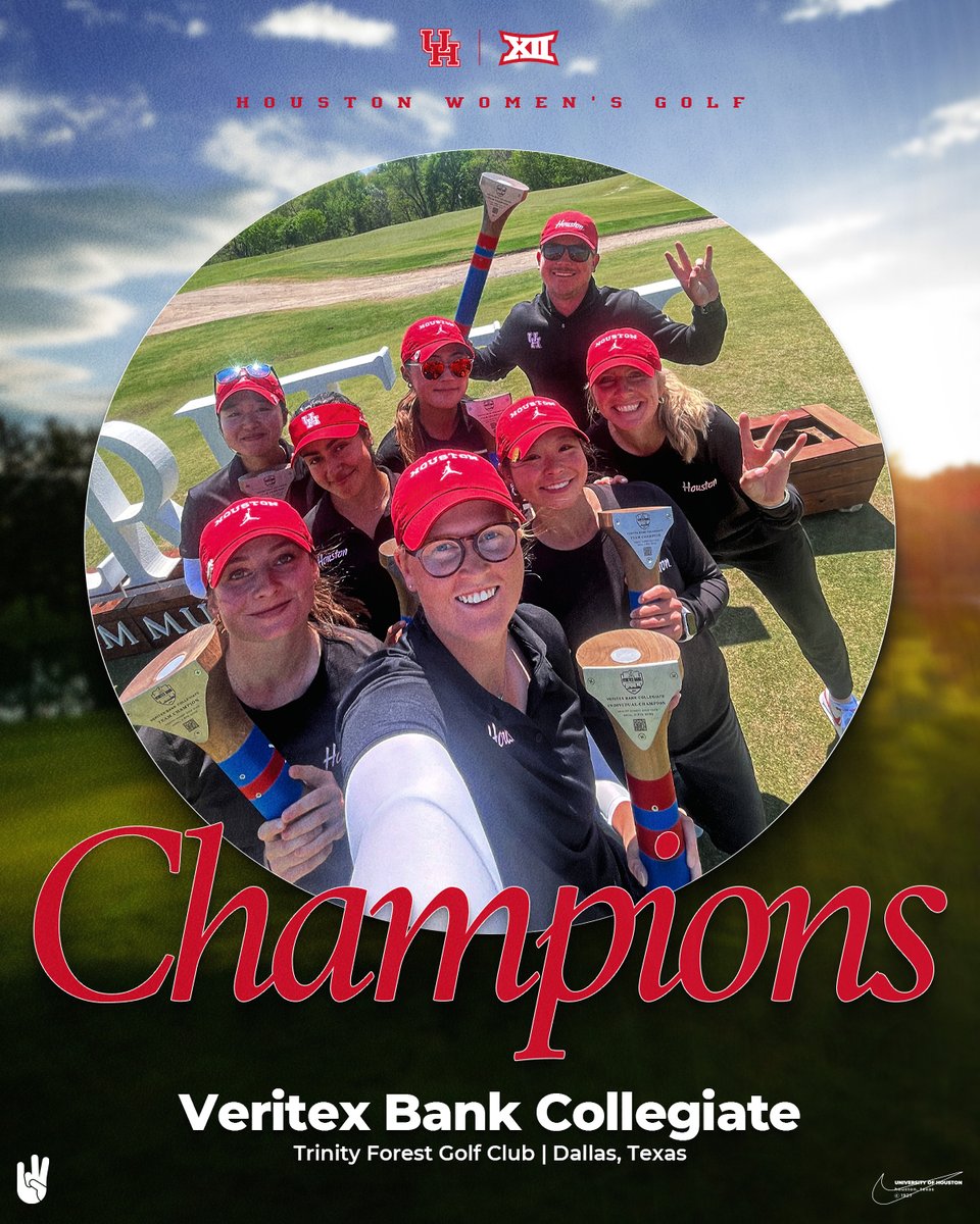 UHCougarWGolf's tweet photo. Coogs rally on back nine to take Veritex Bank Collegiate title 🏆 🏆 🏆

Played final nine holes at -14 with 22 birdies

Third team championship of season, tying @UHouston single-season record

#GoCoogs 🐾 https://t.co/sP1XRK24pJ