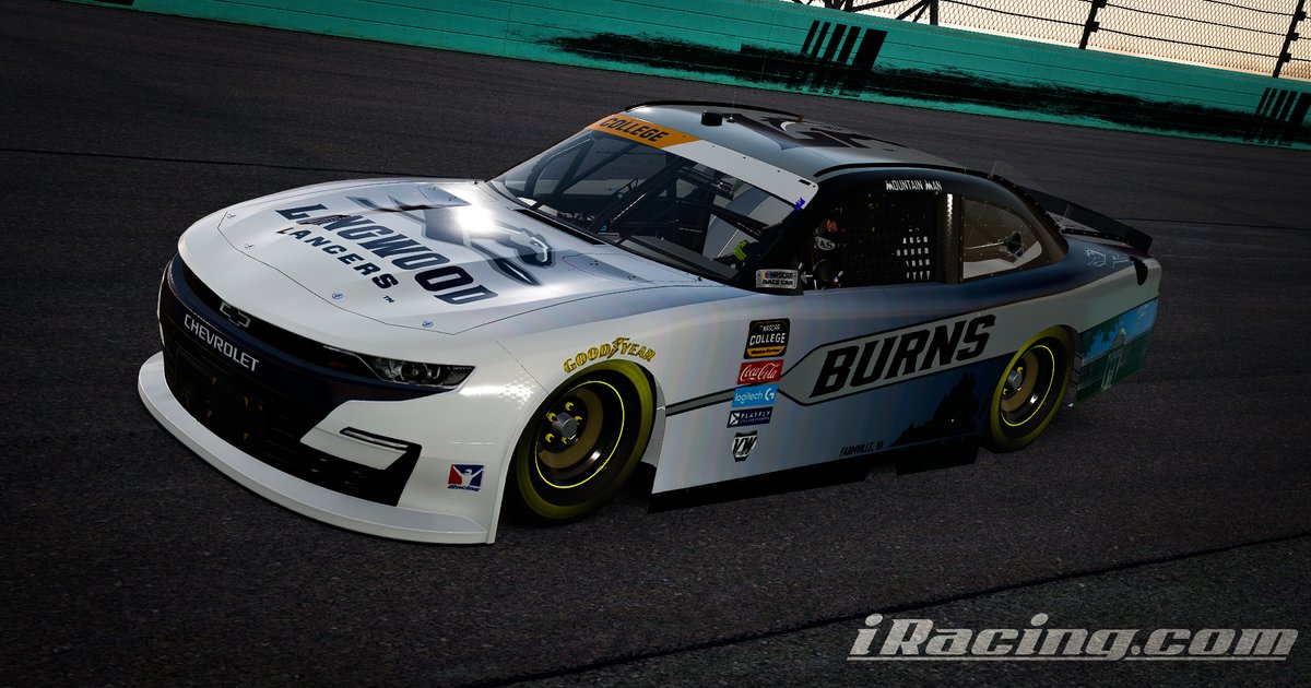 Burnz072's tweet photo. Huge shoutout to everyone who made this possible. For Longwood University's @ENASCARGG College Series Finale run at Homestead. Our #eCiSDesignYourRide submission comes from @brockvw18, a graphic design student at Longwood University! 
@playflygg @iRacing https://t.co/K3KUEyU3Kc