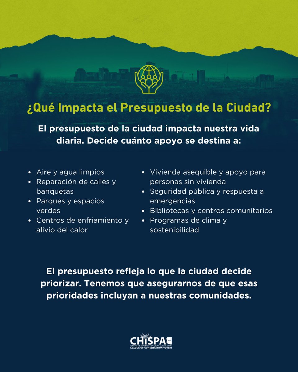 ChispaAZ's tweet photo. 📣 Phoenix está decidiendo cómo invertir $$$ público. Hay que asegurar que se prioricen los árboles, corredores frescos, estaciones de agua y el Plan de Transporte Activo en comunidades que lo necesitan. Ven a las juntas del presupuesto para alzar la voz! https://t.co/RrhnAy4LfT https://t.co/D0fLmRM6on