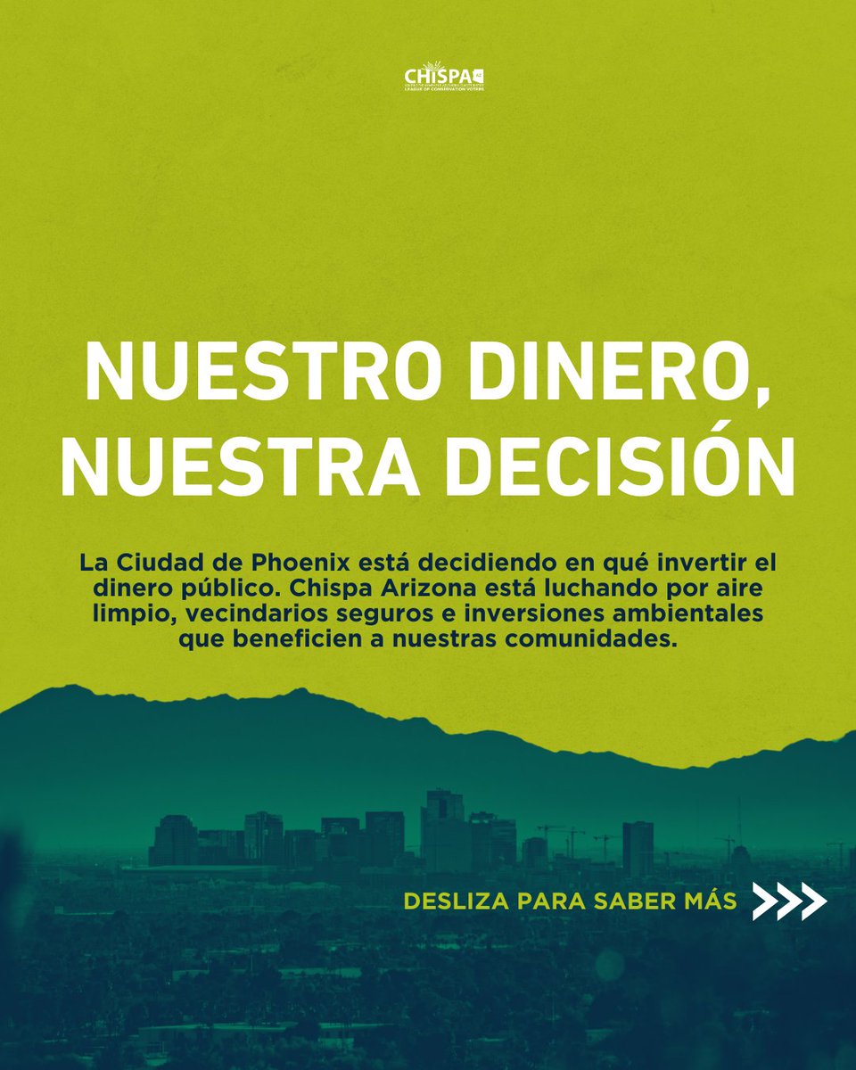 ChispaAZ's tweet photo. 📣 Phoenix está decidiendo cómo invertir $$$ público. Hay que asegurar que se prioricen los árboles, corredores frescos, estaciones de agua y el Plan de Transporte Activo en comunidades que lo necesitan. Ven a las juntas del presupuesto para alzar la voz! https://t.co/RrhnAy4LfT https://t.co/D0fLmRM6on