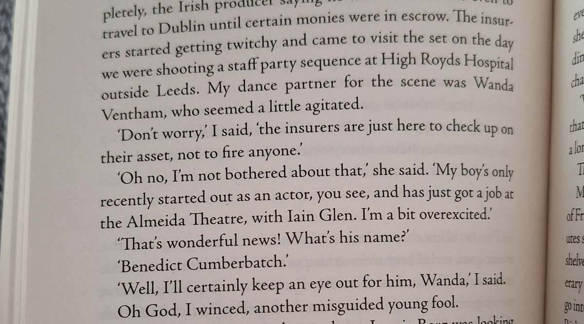 Found a funny little excerpt re B from Hugh Bonneville's excellent autobiography. Wanda forever being proud of her son and telling everyone and their mother about him. 😅😊