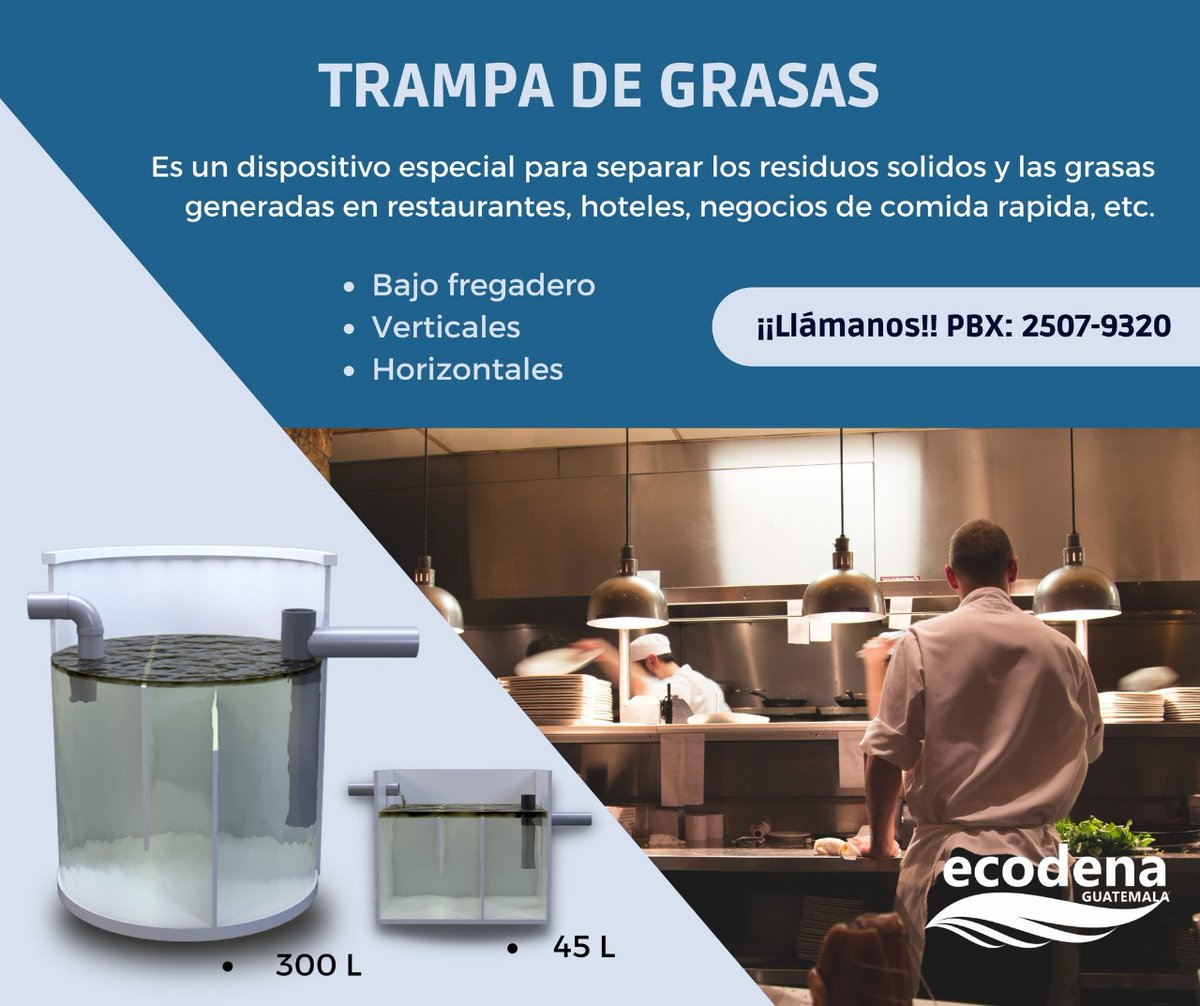 EcodenaG's tweet image. 🍽️💧 ¡Mantén tus sistemas de drenaje limpios y libres de grasa! 

En ECODENA Guatemala, ofrecemos las mejores trampas de grasa para proteger tus tuberías y garantizar un funcionamiento eficiente de tus sistemas de agua. 🛠️
#ECODENA #TrampasDeGrasa #SolucionesSostenibles #Guate