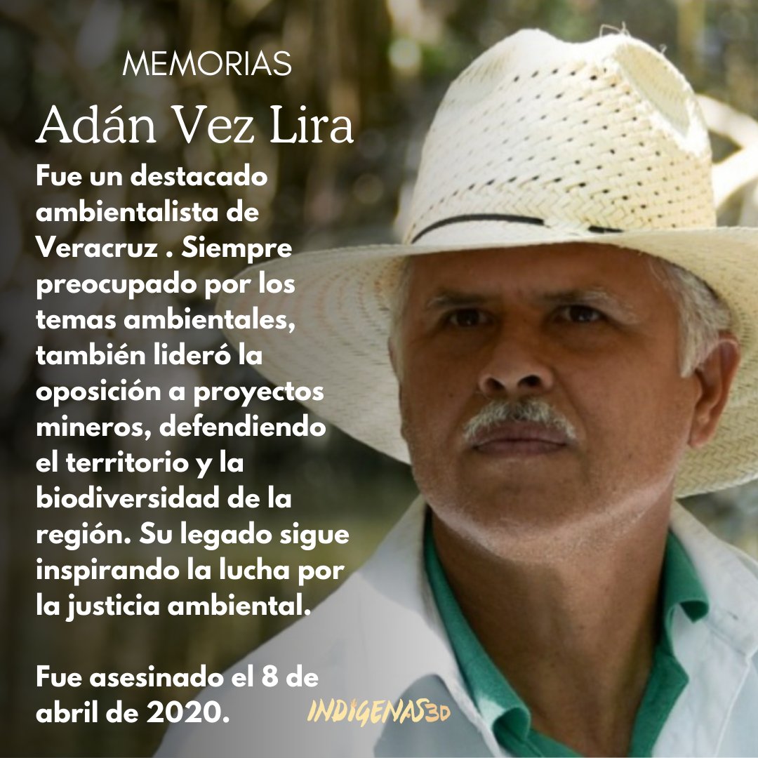 Indigenas3D's tweet photo. Hoy, 8 de abril, recordamos a Adán Vez Lira, que dedicó más de 20 años a la protección del medio ambiente en Veracruz. Fue conocido por su trabajo en la conservación de los manglares y la biodiversidad de la región de La Mancha, así como por su oposición a proyectos 1/3 https://t.co/YfL56R4jK0