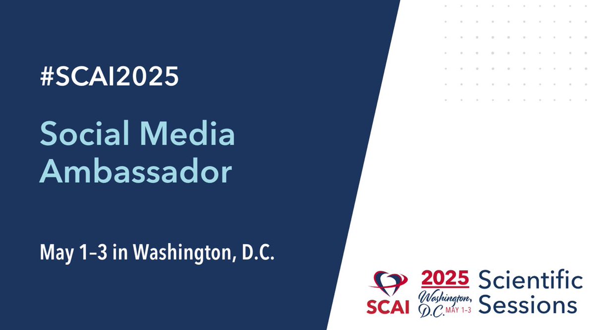 usman_aliakbar's tweet image. 🚀 Excited to be an official #SoMe Ambassador for #SCAI2025!
Join me May 1–3 in Washington, D.C. for cutting-edge education, networking, and
innovation in #InterventionalCardiology. Follow along for live updates! 🔗
scai.org/scai2025 @SCAI #SCAI2025