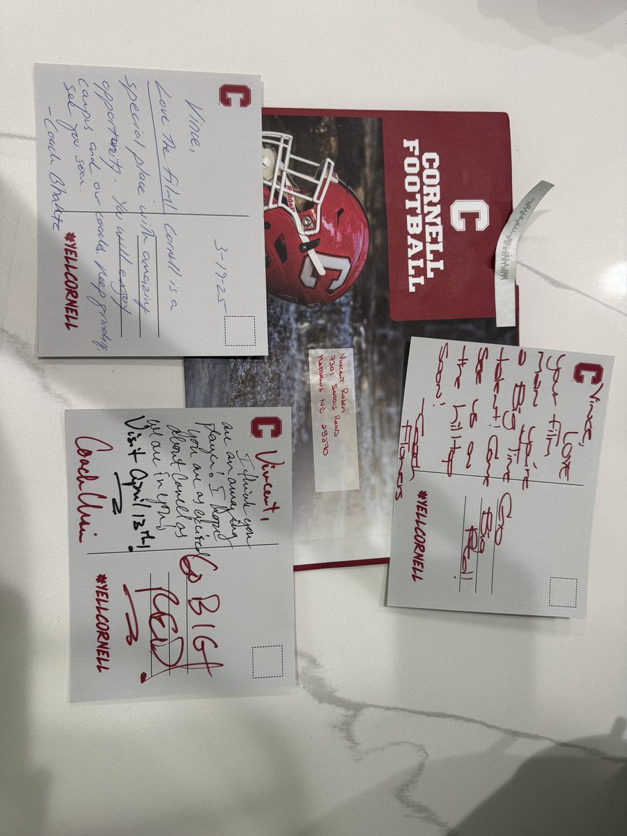Vincent Rosen (@vincentrosen17) on Twitter photo Thank you to the <a href="/BigRed_Football/">Cornell Football</a> coaching staff for the hand written letters!!! <a href="/charchristfb/">Charlotte Christian Football</a> <a href="/CoachJames90/">Chris James</a> <a href="/CoachBhakta/">Satyen Bhakta</a> <a href="/CoachEFranklin/">Eric Franklin</a> <a href="/TreyFlowers_/">🦈</a> <a href="/TerryUrsin/">Terry Ursin</a> Thank you to the <a href="/BigRed_Football/">Cornell Football</a> coaching staff for the hand written letters!!! <a href="/charchristfb/">Charlotte Christian Football</a> <a href="/CoachJames90/">Chris James</a> <a href="/CoachBhakta/">Satyen Bhakta</a> <a href="/CoachEFranklin/">Eric Franklin</a> <a href="/TreyFlowers_/">🦈</a> <a href="/TerryUrsin/">Terry Ursin</a>