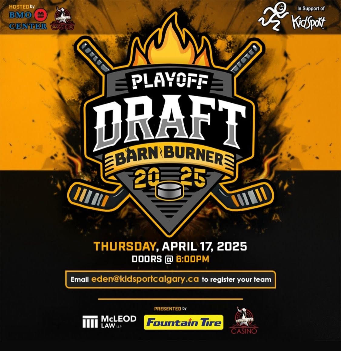 FlamesNation (@flamesnation) on Twitter photo The Barn Burner playoff draft is back!
Thursday, April 17th, 2025, hosted by Barn Burner at the BMO Centre and Cowboys Casino π₯
Enter your team here: community.admitone.com/events/67c9efaβ¦
Presented By | <a href="/McLeodLawLLP/">McLeod Law LLP</a> & <a href="/FountainTire/">Fountain Tire</a>
In support of <a href="/KidSportCalgary/">KidSport Calgary</a> The Barn Burner playoff draft is back!
Thursday, April 17th, 2025, hosted by Barn Burner at the BMO Centre and Cowboys Casino π₯
Enter your team here: community.admitone.com/events/67c9efaβ¦
Presented By | <a href="/McLeodLawLLP/">McLeod Law LLP</a> & <a href="/FountainTire/">Fountain Tire</a>
In support of <a href="/KidSportCalgary/">KidSport Calgary</a>