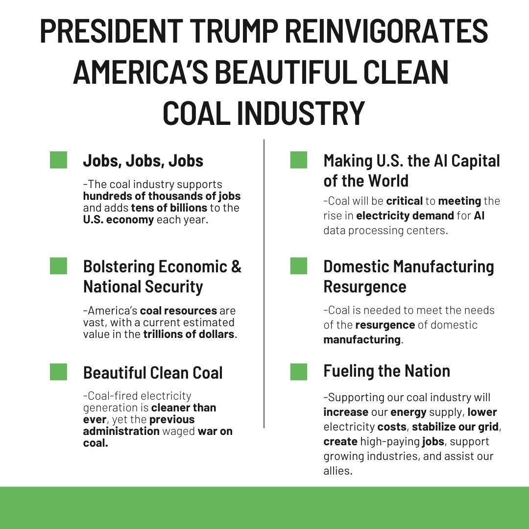 U.S. EPA (@epa) on Twitter photo 🚨Today, <a href="/POTUS/">President Donald J. Trump</a> signed executive orders to reinvigorate America’s beautiful clean coal industry and unleash American energy! 🚨Today, <a href="/POTUS/">President Donald J. Trump</a> signed executive orders to reinvigorate America’s beautiful clean coal industry and unleash American energy!