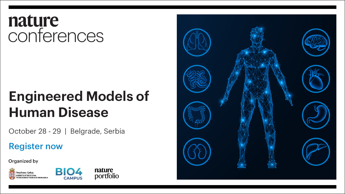 Nature Conferences (@natureconf) on Twitter photo From tissue engineering to drug testing applications, join our upcoming event discussing the latest in disease modeling science with <a href="/nitragovrs/">Министарство науке технолошког развоја и иновација</a> <a href="/NatureComms/">Nature Communications</a> <a href="/natrevbioeng/">Nature Reviews Bioengineering</a> <a href="/natBME/">Nature Biomedical Engineering</a> <a href="/NatureMaterials/">Nature Materials</a> <a href="/NatureCVR/">Nature Cardiovascular Research</a>
Register and be part of the conversation >go.nature.com/42pmuzS From tissue engineering to drug testing applications, join our upcoming event discussing the latest in disease modeling science with <a href="/nitragovrs/">Министарство науке технолошког развоја и иновација</a> <a href="/NatureComms/">Nature Communications</a> <a href="/natrevbioeng/">Nature Reviews Bioengineering</a> <a href="/natBME/">Nature Biomedical Engineering</a> <a href="/NatureMaterials/">Nature Materials</a> <a href="/NatureCVR/">Nature Cardiovascular Research</a>
Register and be part of the conversation >go.nature.com/42pmuzS