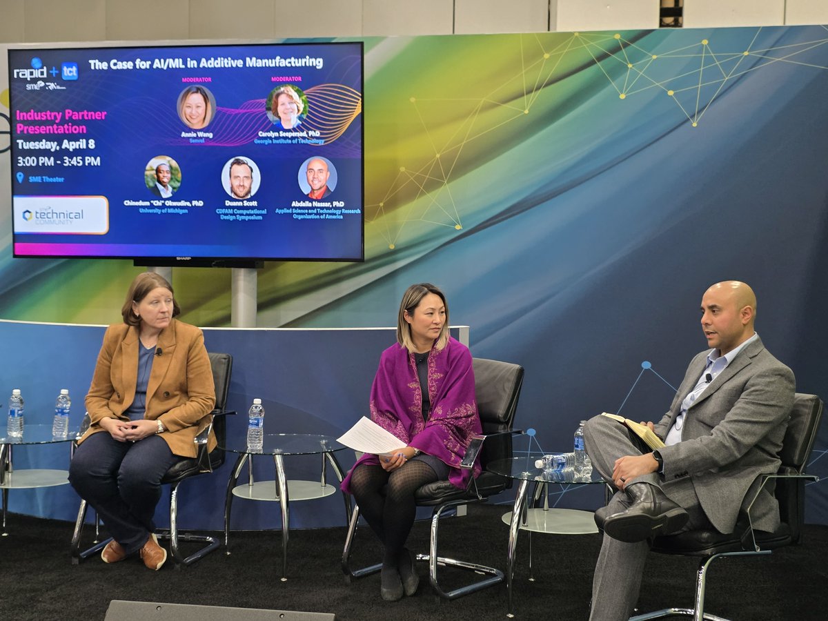 ASTROA_org's tweet photo. Proud to see ASTRO's VP, Dr. Abdalla Nassar, on today’s @RAPID_Event panel: “The Case for AI/ML in Additive Manufacturing.”

#AI is transforming #AdditiveManufacturing—from real-time defect detection to generative design. Exciting conversations ahead! ⚙️

#RAPIDTCT #RAPIDTCT25 https://t.co/4a6Tt0uy8t