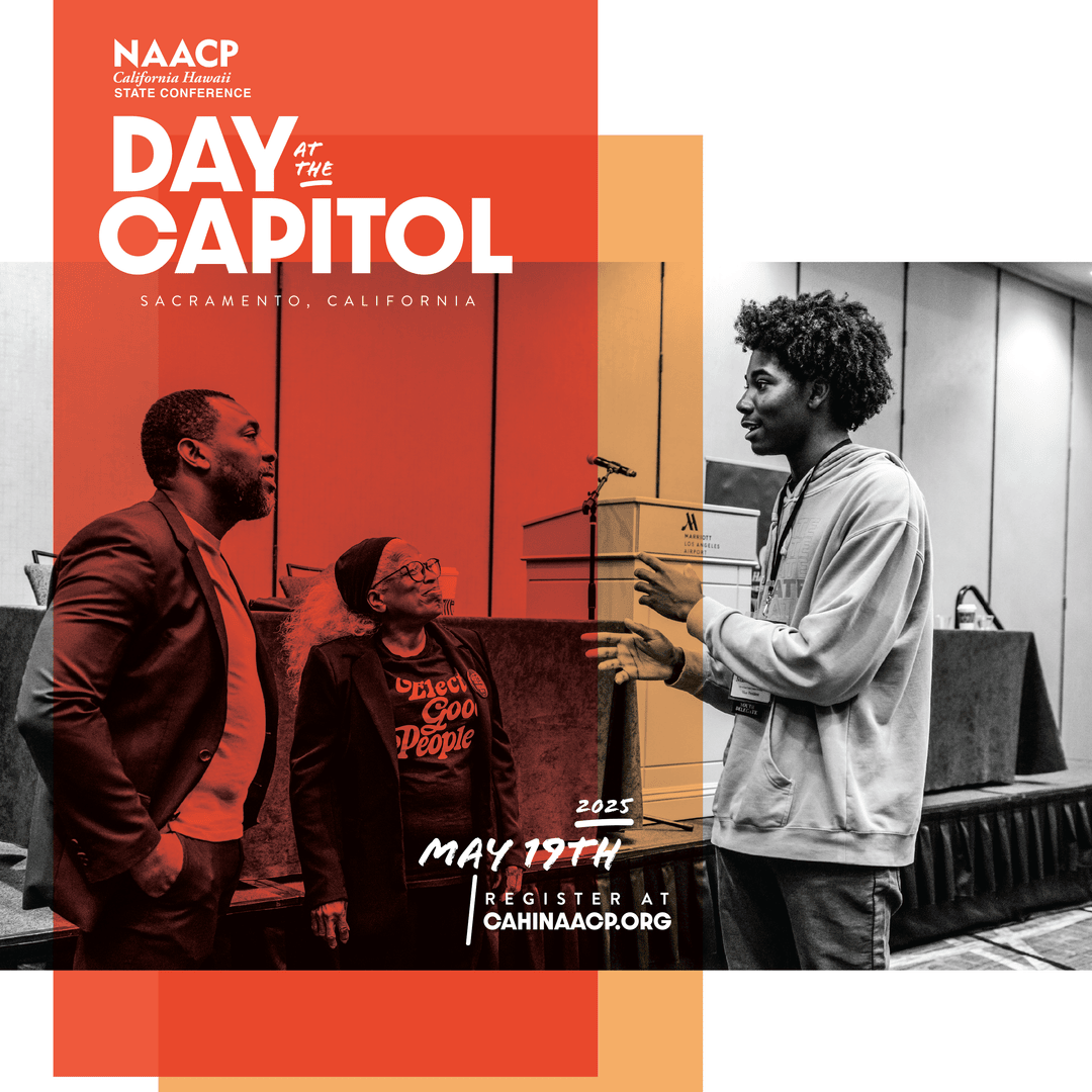 On May 19, we bring our voices to the table. From housing to education, we’re advocating for the issues that shape our communities.
Join us for the NAACP CA-HI State Conference Day at the Capitol.
🎟️ Tickets: bit.ly/4hovlqI
#NAACPCAHIDATC25