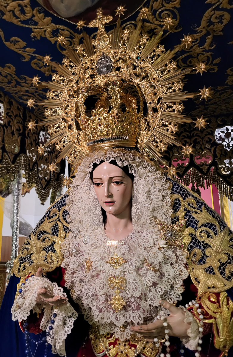 Pasionyestrella's tweet photo. #JuevesSanto2025 | María Santísima de la Estrella ya se encuentra en su paso de Palio vestida por Francisco Javier Núñez Iglesias ( @JavierNI93 ), a la espera del próximo Jueves Santo. https://t.co/uJxh5kB6DO