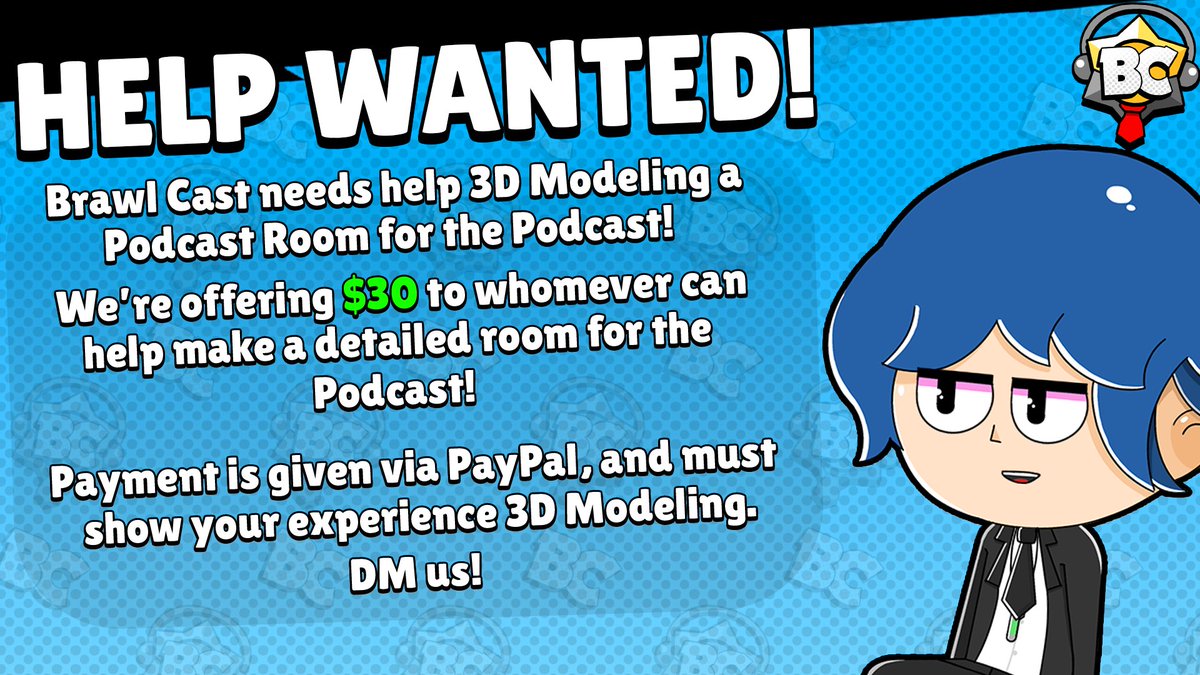 BrawlCastPod's tweet photo. We're looking for some help! 📣

We're offering $30 to someone who can help 3D Model a Podcast Room for us, as we're about to record the first Episode.

Interested? Give us a DM!
(View thread for details)
#BrawlStars https://t.co/xtE3gcdYJE