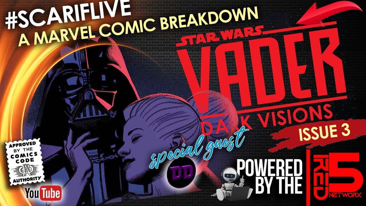 ScarifPodcast's tweet photo. Do you guys remember the controversy on Vader #DarkVisions Issue 3? Let's chat about that tomorrow as we continue a special #ScarifLive with @DingusDen Join us tomorrow night and bring a friend. #PoweredByRed5 

https://t.co/Ge1qXO4VJz https://t.co/CH2Gl3Z4KN