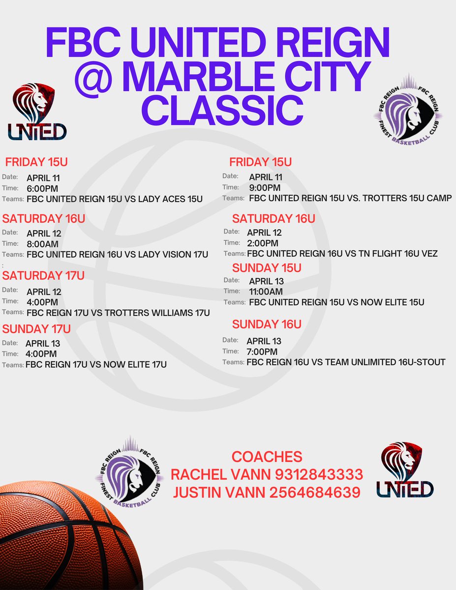 Rachel Vann (@rfvann24) on Twitter photo Come check out our 15u, 16u, 17u this weekend at the Marble City Classic !!@InsiderExposure <a href="/2026Reign/">FBC Reign 2026 UA</a> <a href="/2027Fbcreign/">FBC Reign 2027 GUAA</a> <a href="/2028Fbcreign/">FBC Reign 2028</a> <a href="/FBCMotton/">FBC Mo</a> <a href="/CoachVann35/">Justin Vann</a>
Shout to <a href="/_BlakeDerrick/">Blake Derrick</a> for putting this on for the girls!! Come check out our 15u, 16u, 17u this weekend at the Marble City Classic !!@InsiderExposure <a href="/2026Reign/">FBC Reign 2026 UA</a> <a href="/2027Fbcreign/">FBC Reign 2027 GUAA</a> <a href="/2028Fbcreign/">FBC Reign 2028</a> <a href="/FBCMotton/">FBC Mo</a> <a href="/CoachVann35/">Justin Vann</a>
Shout to <a href="/_BlakeDerrick/">Blake Derrick</a> for putting this on for the girls!!