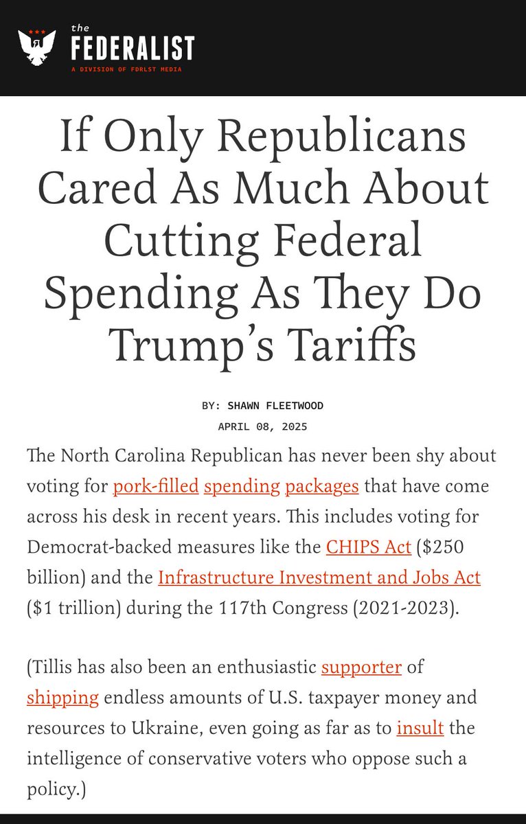 Great article by <a href="/ShawnFleetwood/">Shawn Fleetwood</a> today, really calling out the republicans who only seem to care about status quo.

thefederalist.com/2025/04/08/if-…