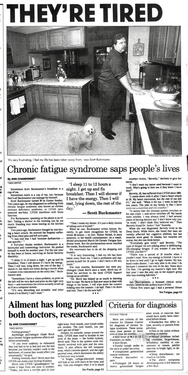 RFH1955's tweet image. The Anchorage Times, Alaska, US. 8th April 1991. #mecfs #cfsme #myalgicencephalomyelitis #myalgice