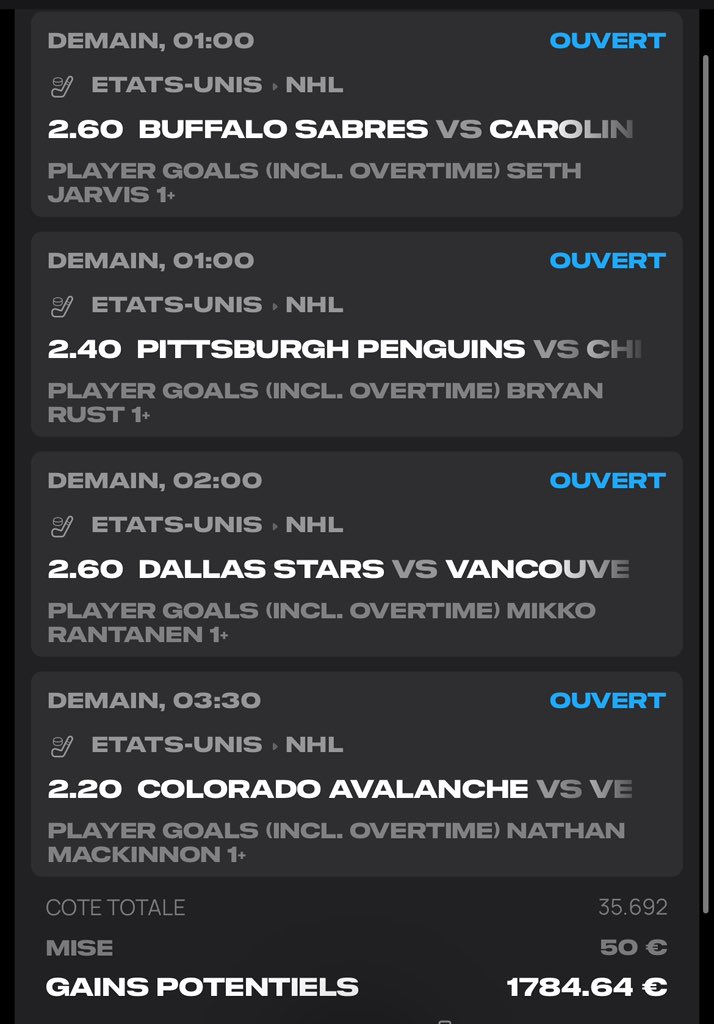 Nieostry's tweet photo. 🏒 #NHL TIME 🏒

Gros bet buteurs pour cette nuit 😈

Rejoins-moi sur #FCMOON pour bénéficier des meilleures cotes ! 🤝🏻

Lien: https://t.co/VyR51GHGGv

#TeamParieur #TeamParieurs https://t.co/Q5Lotog4RW