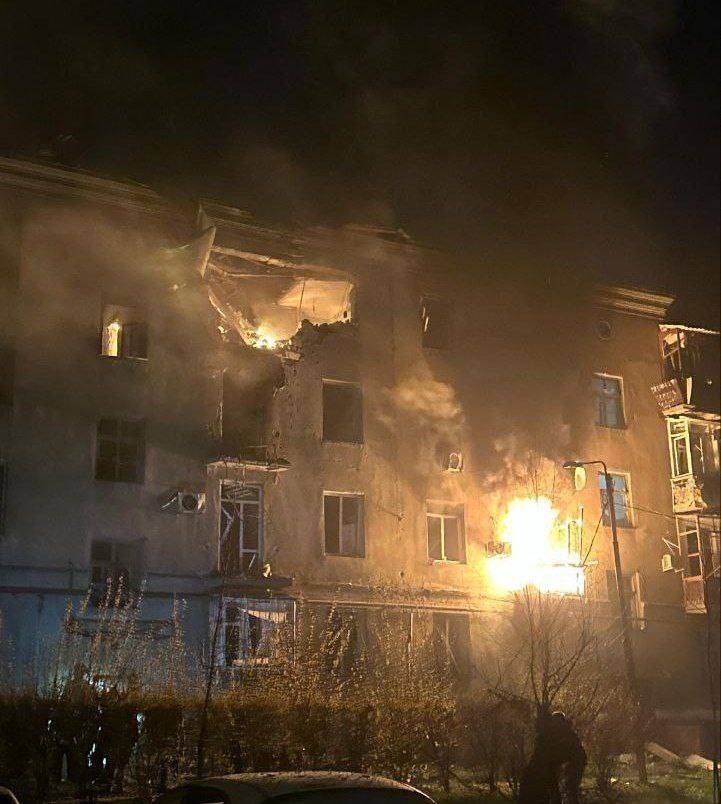 Massive russian drone attack on Ukraine tonight:

One of the drones struck an apartment building in Kramatorsk(pictured)

Over 20 explosions have been heard in Kharkiv 

Dnipro also under attack, local news report about at least 15 injured there