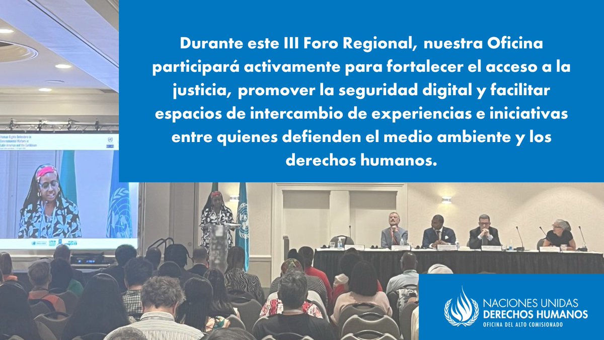 Hoy inicia el III Foro sobre Defensoras y Defensores de los Derechos Humanos en Asuntos Ambientales en América Latina y el Caribe #AcuerdodeEscazú 🌱 

Coorganizado por ONU Derechos Humanos, gracias a <a href="/SwedeninCOL/">Sweden in Colombia</a> <a href="/kmetell/">Karin Metell Cueva</a>