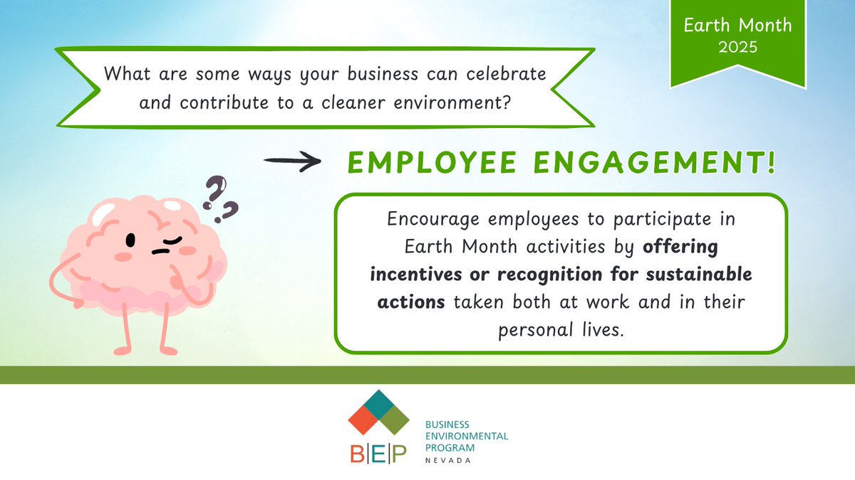 Welcome back to our #EarthMonthSeries! 🌎✨

Today’s tip: Get employees involved! Reward green actions like carpooling, reducing waste &amp; joining a green team. 🌱

How do you help the planet? Drop a comment!

See you next Tuesday! #EarthMonth2025 #NvBEP #BusinessSustainability