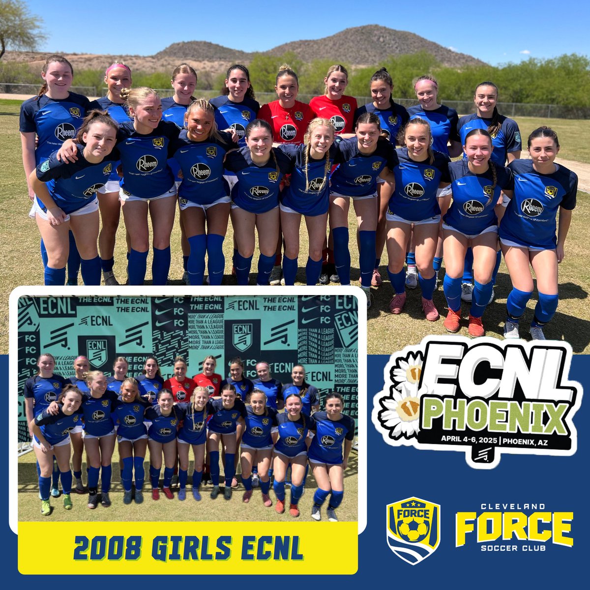ClevForceSC's tweet photo. Our @ClevForceSC 10G ECNL, 09G ECNL &amp; 08G ECNL teams traveled to AZ for the @ECNLgirls Phoenix Spring event!

Over 225 collegiate coaches were registered providing our players with the opportunity to showcase their talents in front of programs from across the country! #chrip https://t.co/ZVSiBWbU7X