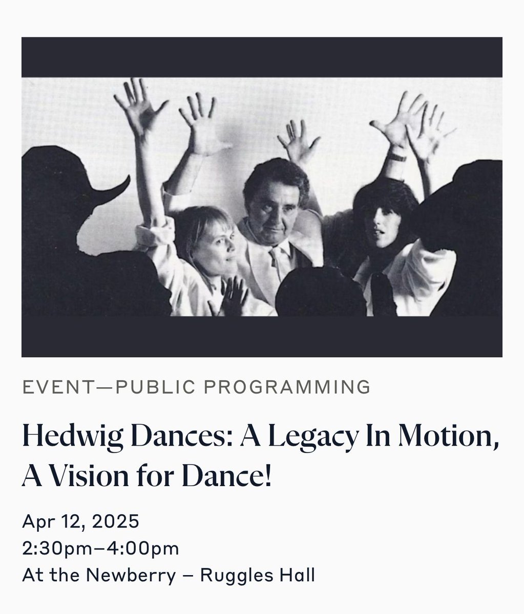 Join us for a special event featuring:
📁 Archive transfer to <a href="/NewberryLibrary/">Newberry Library</a>
🎤 Panel led by Michael McStraw
💃 Live preview of HEDWIG + THE BAUHAUS (Apr 25–27)

Celebrating past, present &amp; future of Hedwig! 

Register here: eventbrite.com/e/hedwig-dance…