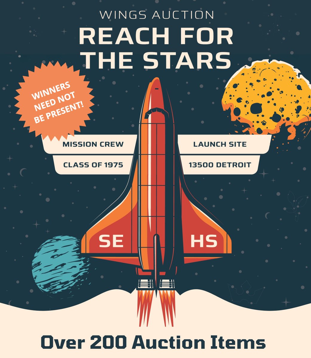 This weekend is our annual Wings Auction, which raises critical scholarship funds. Whether you plan to attend or bid online, you can be an intergalactic winner! ✨ Check out our stellar auction items: adobe.ly/424YsuZ

⏰ Link for at-home bidding opens Saturday at 5 p.m.