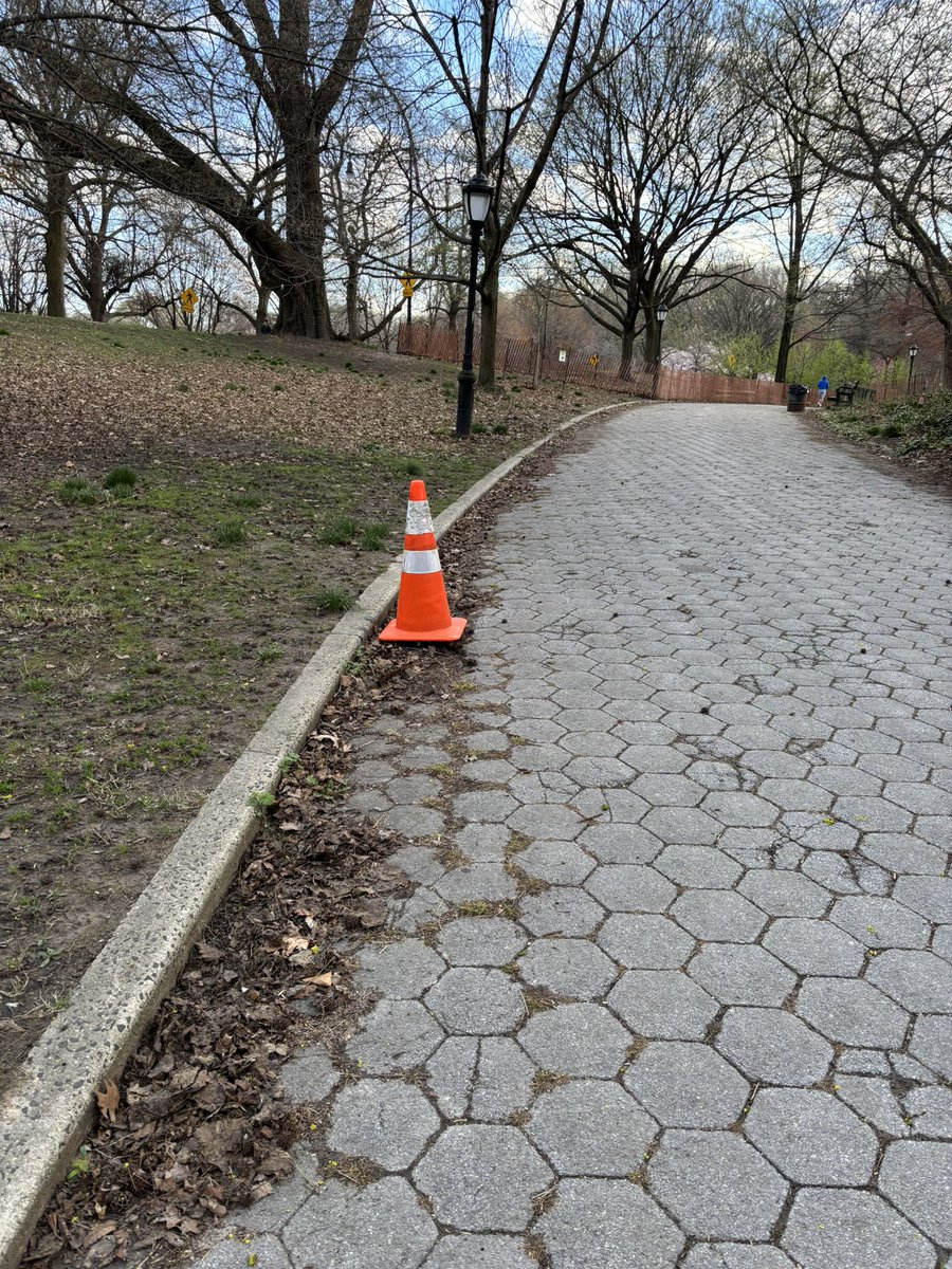 hetherman's tweet photo. @NYCParks large hole probably 6 feet deep that any child could fall into just after entering prospect park from grand Army Plaza-on the pathway to the right past the arch tunnel. Saw cone in area and covered it, needs to be addressed immediately https://t.co/zH89dYdL5O