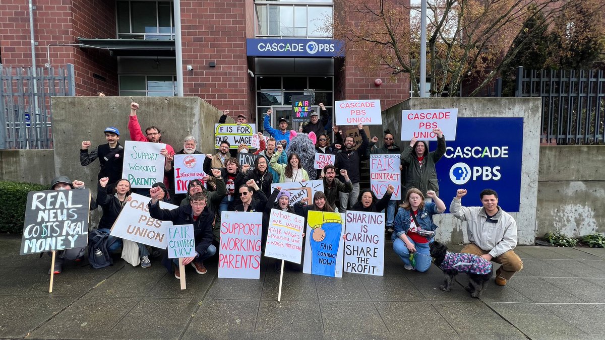 THANK YOU SO MUCH to all the community members who came out to join us on the info picket line outside <a href="/CascadePBSNews/">Cascade PBS Newsroom</a> today. (1/4)