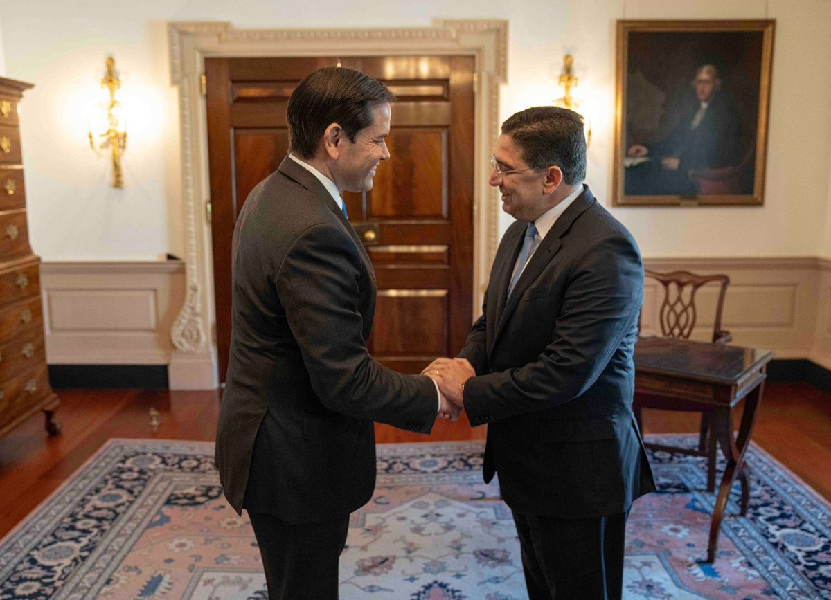 ausacoalition's tweet photo. Here is the @StateDept press release:
The Secretary @SecRubio reiterated that the #US recognizes Moroccan sovereignty over #WesternSahara and supports #Morocco’s serious, credible, and realistic #AutonomyProposal as the only basis for a just and lasting solution to the dispute. https://t.co/kEJzvHyZH7