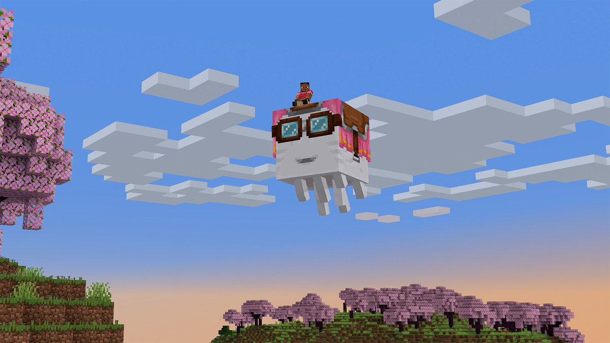 minecraftjapan's tweet photo. 😊ハッピーガスト
🪼ガストリング
😞ドライガスト
👓ガストハーネス
📍プレイヤーロケーターバーが
Java版スナップショットで
試せるようになりました！

ハッピーガストで空を飛んだり
自分だけのガストリングを作ったり
プレイヤーロケーターバーで友達を探したり✨

今すぐ新機能を試しましょう💨 https://t.co/Yh58GlwvdW