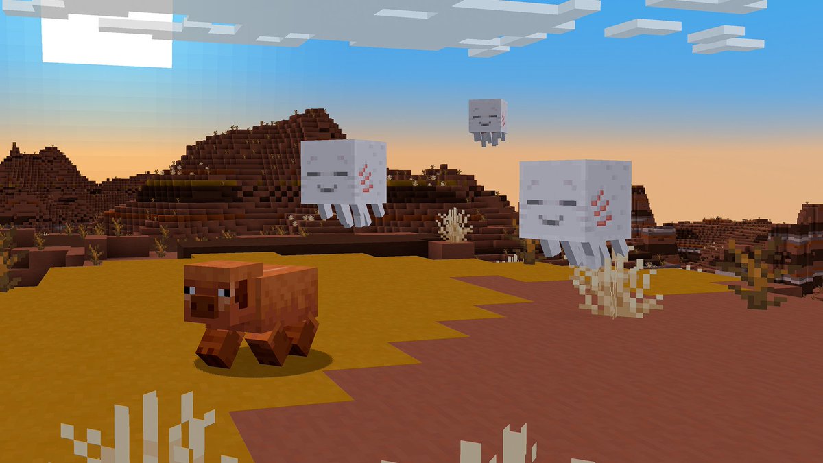 minecraftjapan's tweet photo. 😊ハッピーガスト
🪼ガストリング
😞ドライガスト
👓ガストハーネス
📍プレイヤーロケーターバーが
Java版スナップショットで
試せるようになりました！

ハッピーガストで空を飛んだり
自分だけのガストリングを作ったり
プレイヤーロケーターバーで友達を探したり✨

今すぐ新機能を試しましょう💨 https://t.co/Yh58GlwvdW