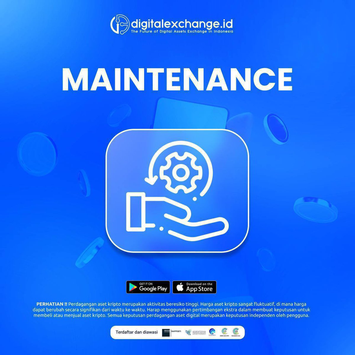 Halo Kriptopers!

Kami informasikan bahwa adanya optimalisasi sistem deposit IDR pada hari Selasa, 1 April 2025 mulai pukul 11:00 WIB hingga informasi lebih lanjut.

Selama pemeliharaan berlangsung website dan aplikasi mobile digitalexchange.id masih dapat dilakukan, namun