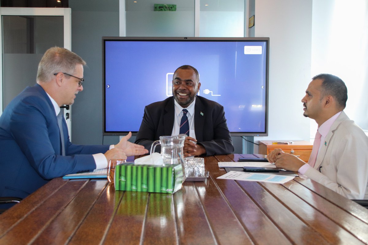 UNinFiji's tweet photo. .@UN Resident Coordinator @DirkWagenerUN met with Hon. Mosese Bulitavu, Minister of Environment & Waterways & PS Dr. @sivendram13. Key discussions included #UNOC3 & #EarlyWarning4All #EW4All. The UN reaffirms its commitment to continued collaboration in advancing the #SDGs in ๐ซ๐ฏ https://t.co/2jguFjkMy6
