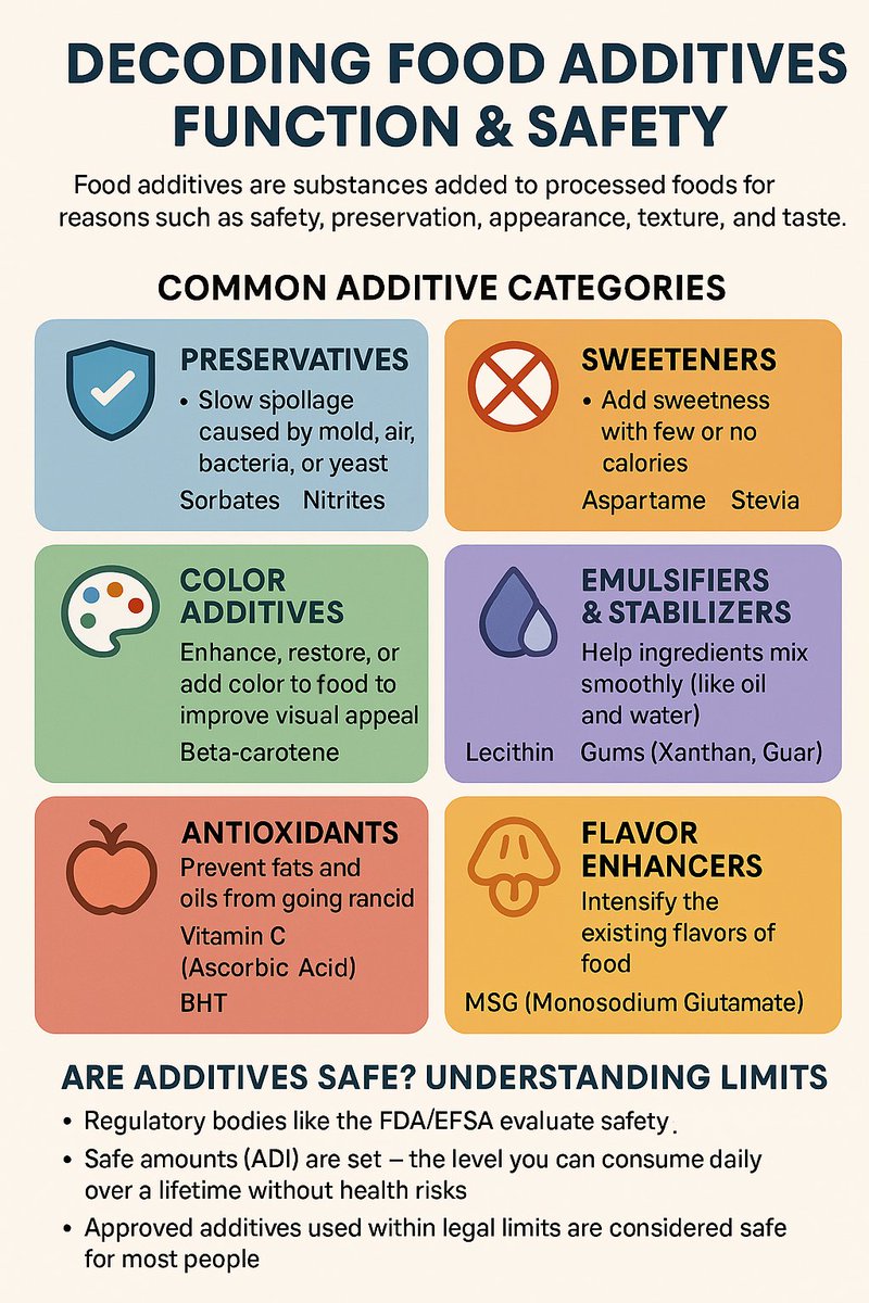 DECODING FOOD ADDITIVES FUNCTION &amp; SAFETY - Food additives are substances added to processed foods for reasons such as safety, preservation, appearance, texture, and taste.