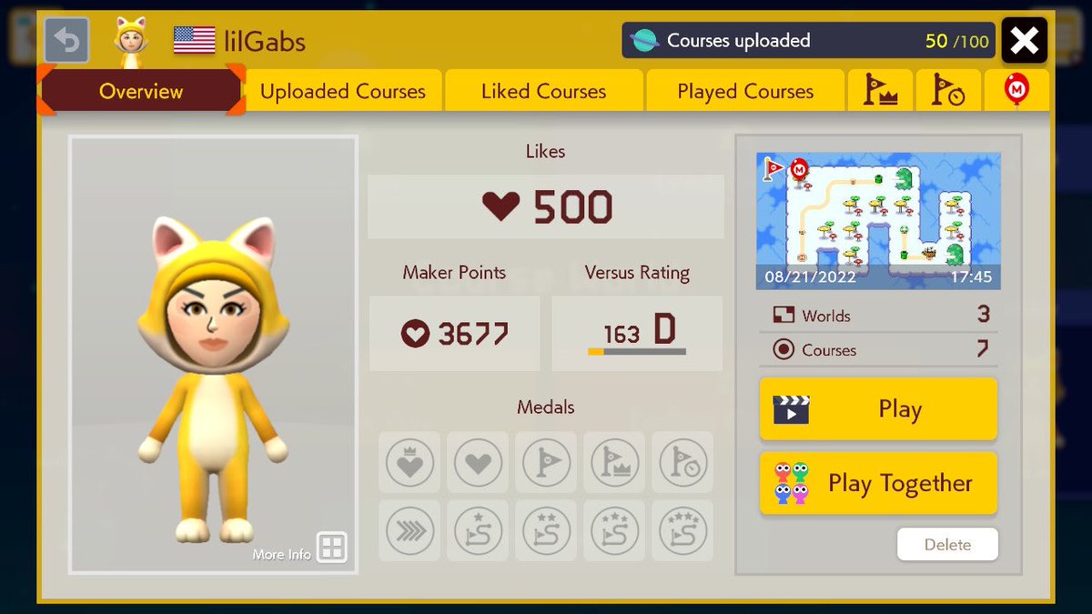 MoiGaray's tweet photo. Hey everyone! First off, a huge thank you for hitting 500 likes! Hope you’ve all been enjoying my courses (yes, some are hot garbage). LilGabs is just as excited as I am! Here’s to pushing for 1K next! That said… #newlevelalert
ID: 4LM-XK8-3FF #
#speedrun #SuperMarioMaker2 https://t.co/3V0YT3ww6F
