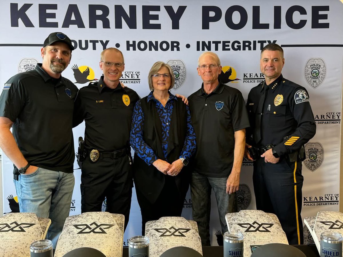 KearneyPolice's tweet photo. Today we were blessed to receive 5 new Angel Armor rifle rated ballistic plates and helmets from @Shield616_ and the @KearneyGives Give Where You Live. Since 2018, the @CityofKearney and Buffalo County community has been graciously supporting the Shield616 Foundation which provides our officers with rifle rated ballistic protection. Founder and former Colorado Springs Police Officer, Jake Skifstad was here today along with his team to present the officers with their new gear. This gear will provide officers with additional protection not normally provided by their normal bullet resistant vests. 

“Once again, I am humbled and incredibly grateful for the continued generosity and support members of the Kearney Police Department enjoy from our amazing community. This is yet another example of the commitment we share with our community toward public safety and the safety of the men and women professionally and selflessly protecting and serving this city. We are inspired by the “why” behind Shield 616 and the intentional mission of officer safety presented by Jake and the entire Shield 616 Team. Thank you to everyone who has donated to this meaningful project over the years, we are truly blessed and thankful for the care and support for professional policing.” – @ChiefWaughKPD