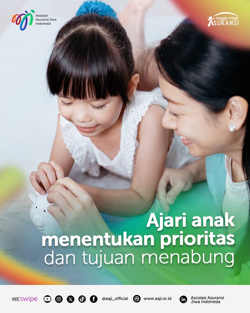 aaji_official's tweet photo. Ingin anak tumbuh jadi generasi cerdas finansial? Mulai ajarkan kebiasaan menabung dari sekarang!

Ayo, jadi orang tua yang bijak dan bantu si kecil tumbuh jadi generasi cerdas finansial

#aaji #asuransijiwa #pahamidanmilikiasuransi #transformasiberkelanjutan https://t.co/V2HqB937ly